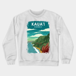 Kauai Hawaii Vintage Minimal Retro Travel Poster Crewneck Sweatshirt